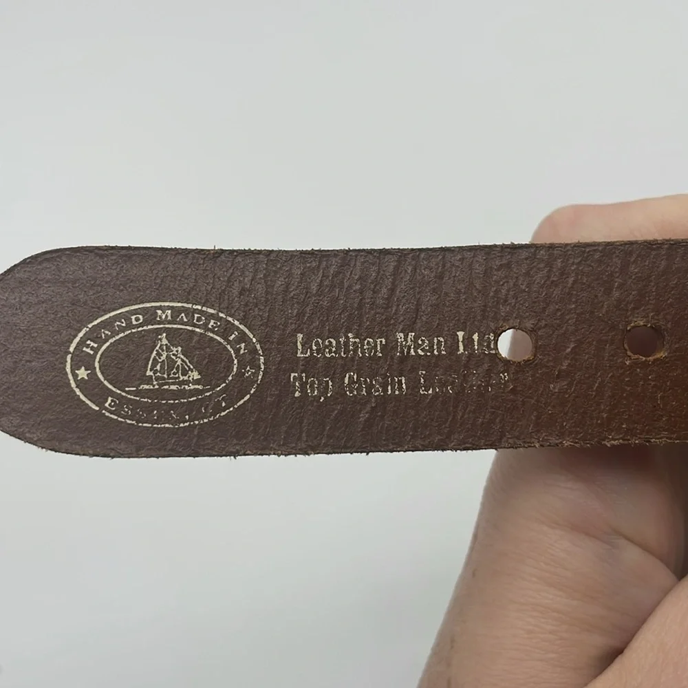 Tropical Bird Patterned Leather Belt with Solid Brass Buckle